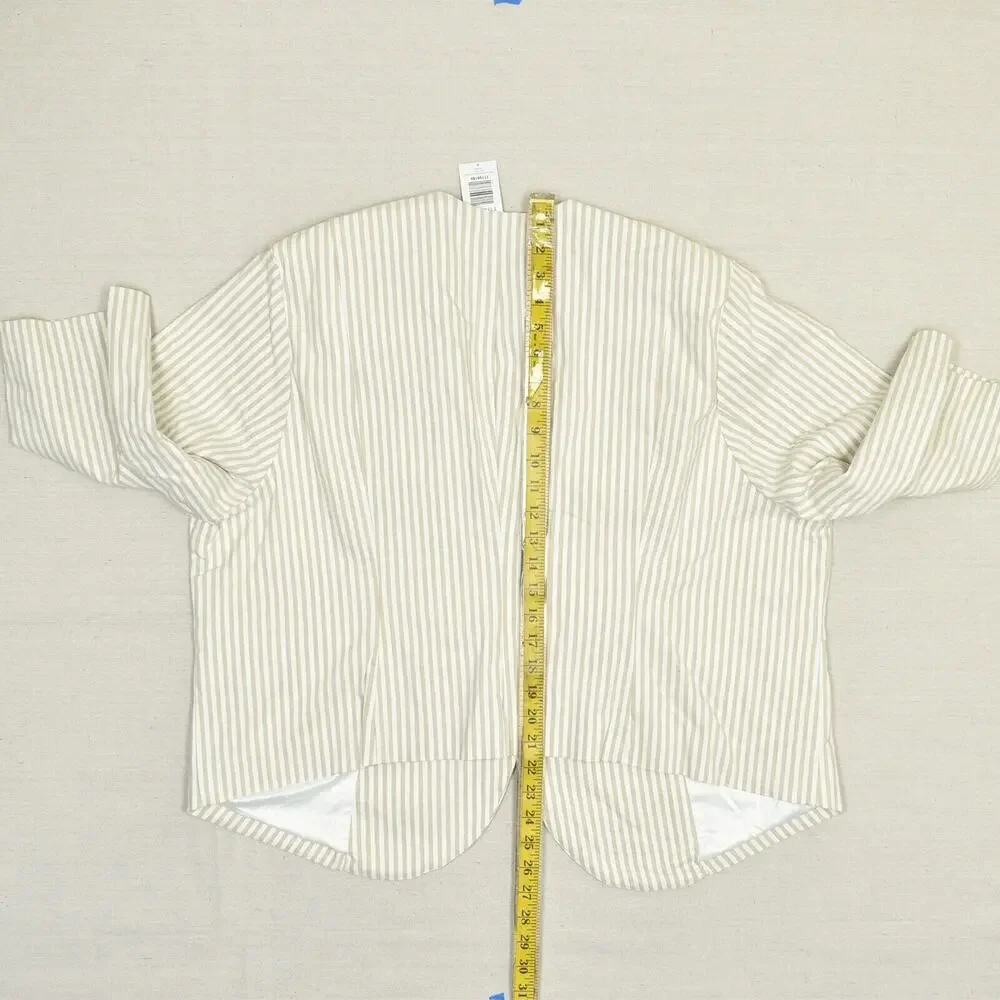 NEW Torrid Women Open Blazer Jacket 3/4 Sleeve Striped Rayon Beige Plus Size 4